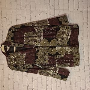 Vintage Boyfriend Boxy Blazer Size Small Brown Pattern Single Button USA Made